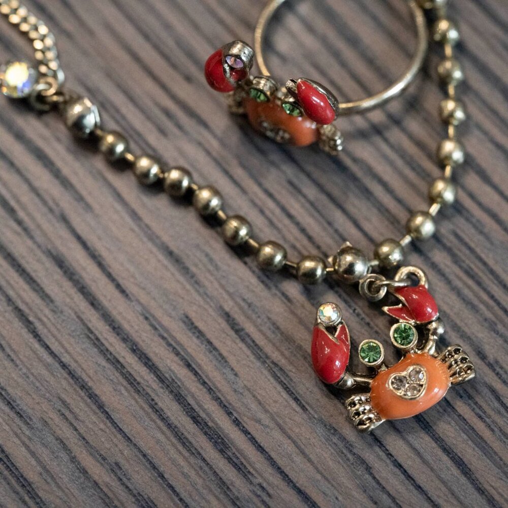 Betsey Johnson “Under the Sea” Anklet + Ring Set — Rare Vintage